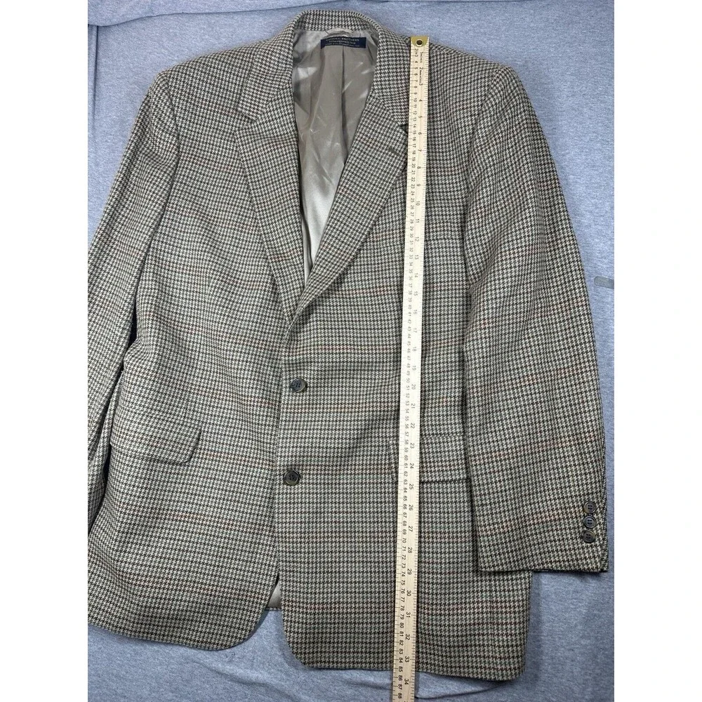 Brooks Brothers 46L Wool Houndstooth‎ Sport Coat Jacket Blazer 2-button Vintage
